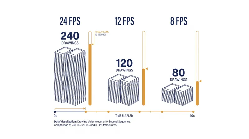 Animating on twos or threes drastically reduces the number of individual drawings required for a sequence.