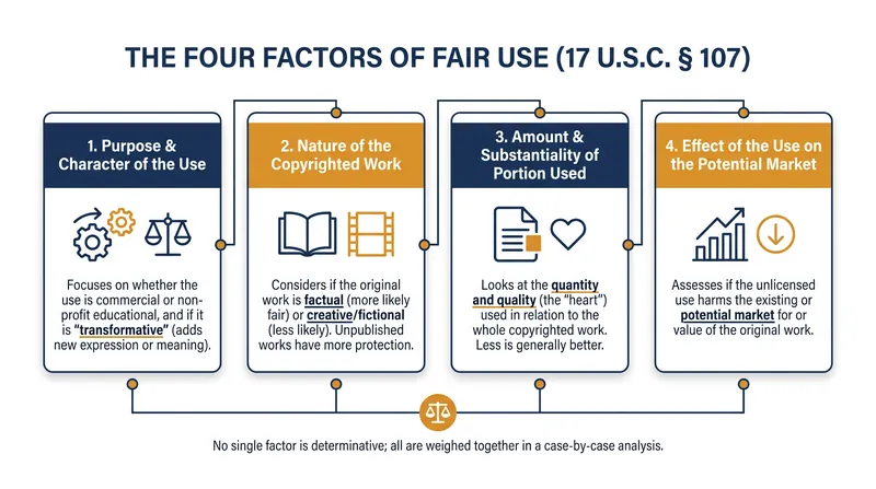 The four statutory factors courts must balance when determining fair use.