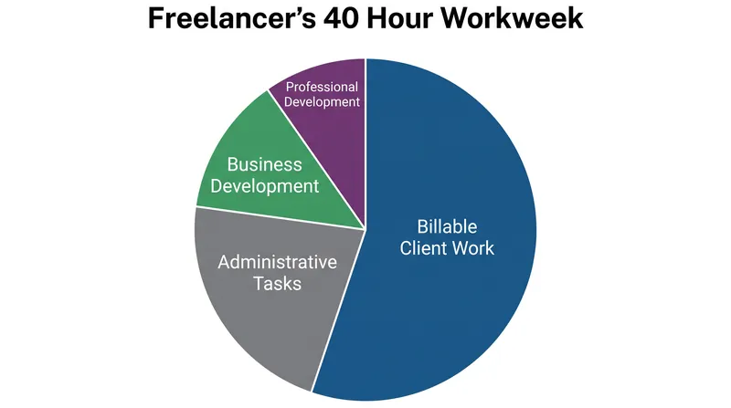 At a 55 percent utilization rate, a freelancer only bills for roughly 1,144 hours out of a standard 2,080-hour working year.