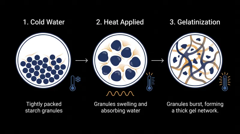 Heat causes the starch granules in the pumpkin to absorb water and swell, naturally thickening the broth.