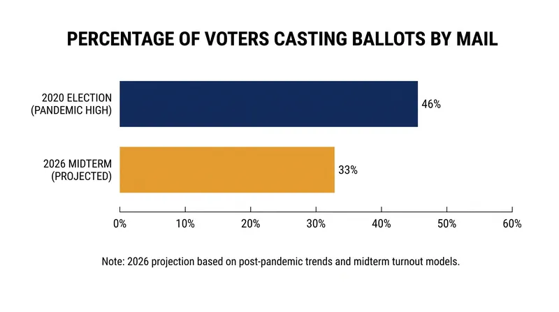 Roughly one-third of voters are expected to cast ballots by mail in the 2026 midterms.