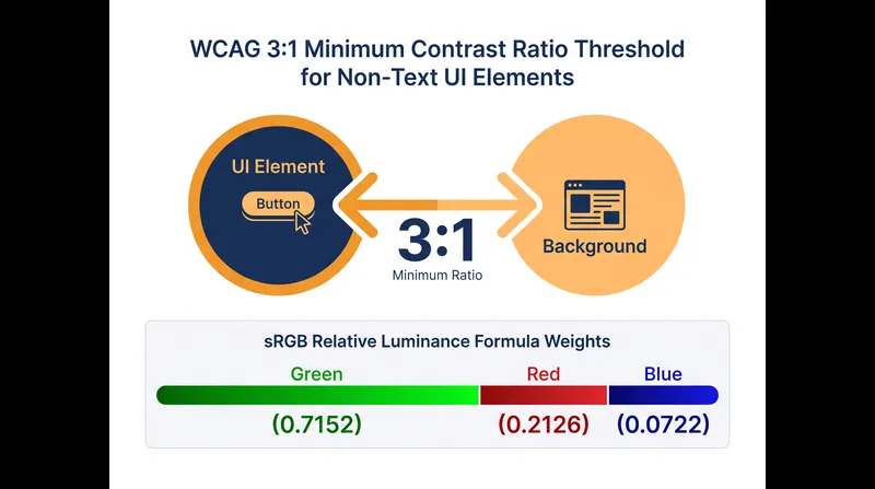 The sRGB luminance formula weights green light heavily, requiring careful contrast balancing for red and blue UI elements.