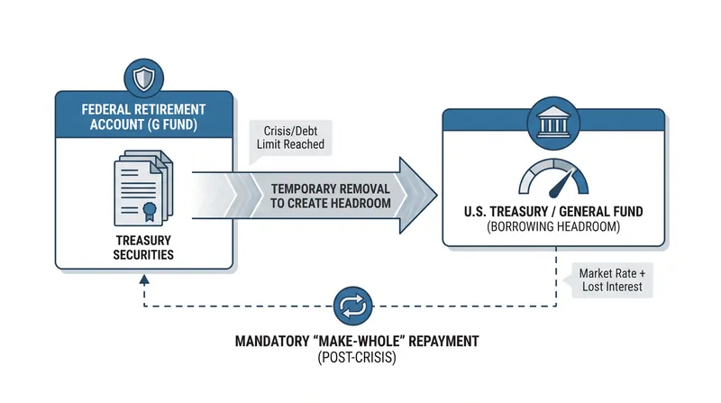How suspending the daily reinvestment of the G Fund creates temporary borrowing capacity.