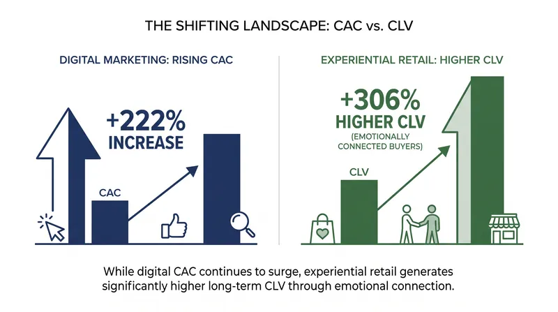 Experiential retail shifts the focus from immediate transaction margins to long-term customer lifetime value.