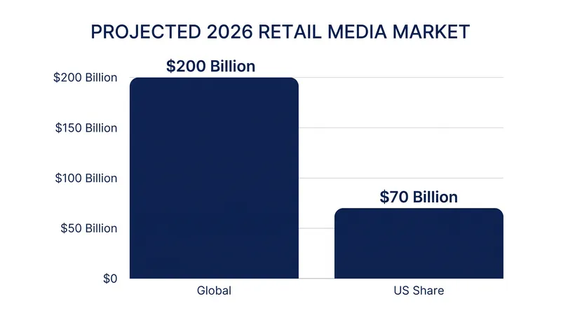 Retail media ad spending is projected to reach $200 billion globally in 2026.
