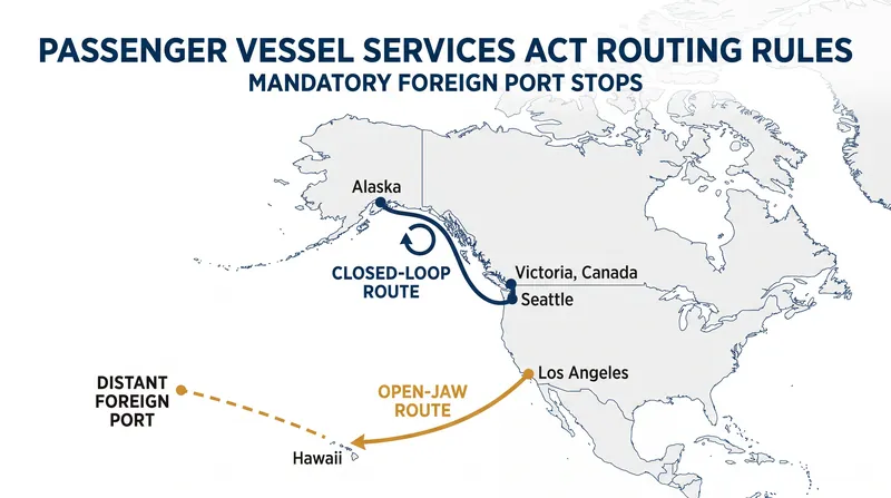How the Passenger Vessel Services Act dictates closed-loop and open-jaw cruise itineraries.