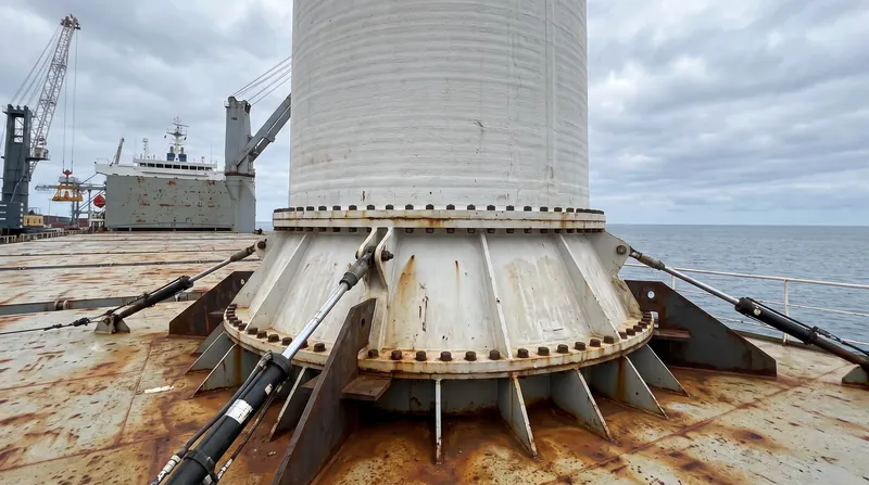 Modern rotor sails can stand up to 30 meters tall and are constructed from lightweight composite materials.