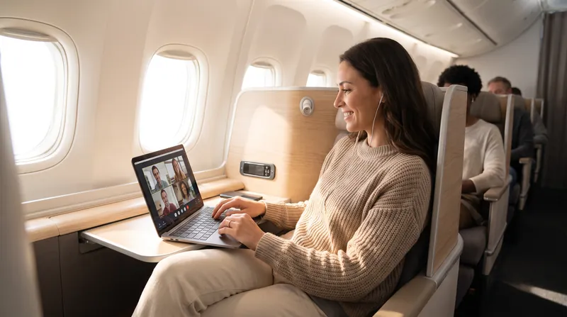 Sub-50-millisecond latency allows passengers to join live video meetings from the sky without buffering.