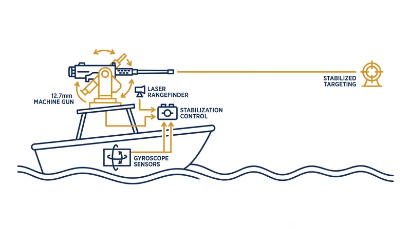 How gyroscopic stabilization allows small uncrewed vessels to fire kinetic weapons accurately in rough seas.