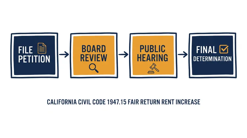 California law mandates strict timelines for processing fair return rent increase petitions.