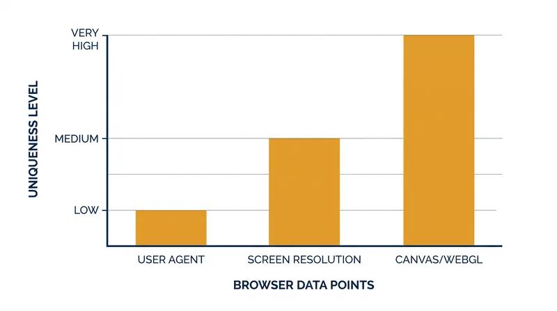 Hardware rendering data provides the highest level of uniqueness in a browser fingerprint.