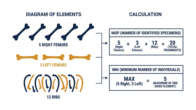How NISP and MNI calculate population size differently from the same bone assemblage.