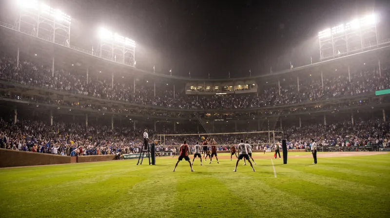 A record-setting crowd of 43,067 gathered at Wrigley Field before humidity forced the cancellation of the Big Ten/SEC Challenge finale.