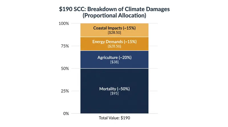 Human health impacts, specifically temperature-related mortality, account for roughly half of the EPA's updated $190 valuation.
