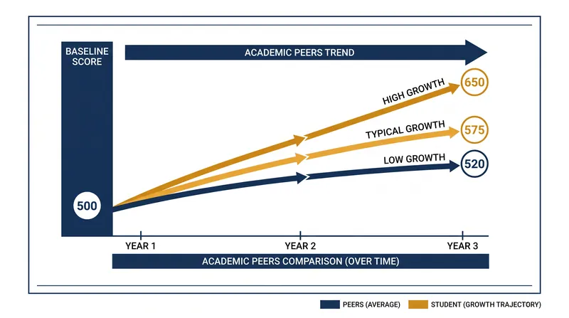 An SGP compares a student's current score exclusively to peers with the exact same prior testing history.