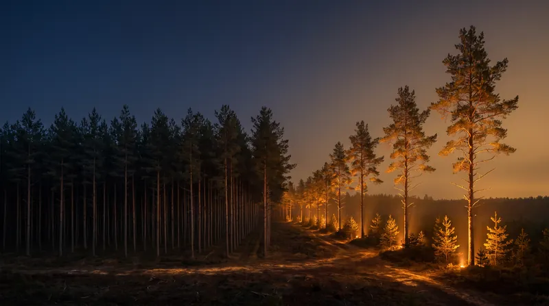 A conceptual visualization showing parallel trees on the left and a sequential chain of trees on the right.