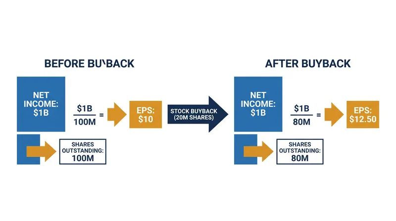 By reducing the number of outstanding shares, buybacks mathematically increase the earnings attributed to each remaining share.