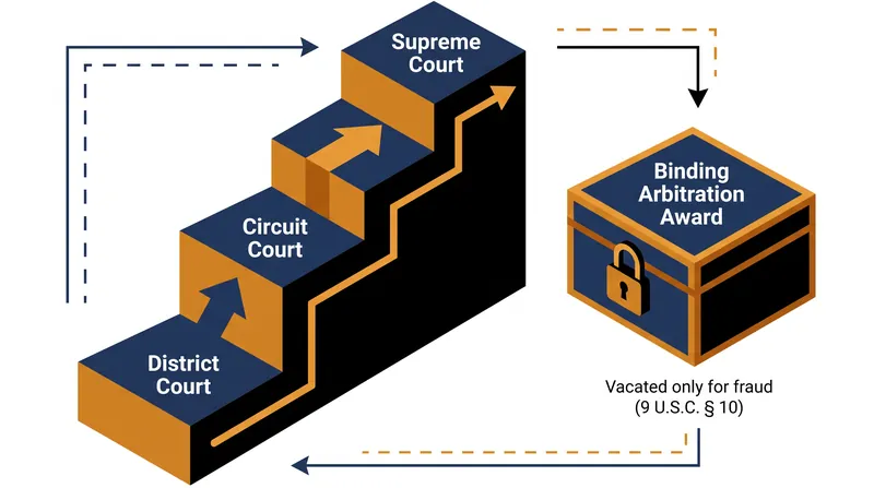 Binding arbitration trades the safety net of appellate review for absolute finality.