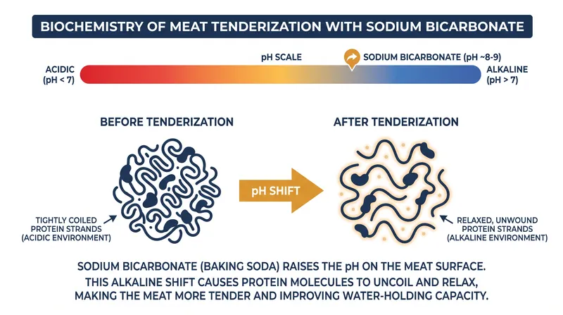 How an alkaline environment relaxes myofibrillar proteins to retain moisture.