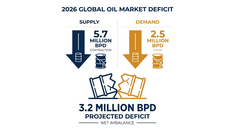 The IEA's revised 2026 forecast projects steep declines in both global supply and demand.