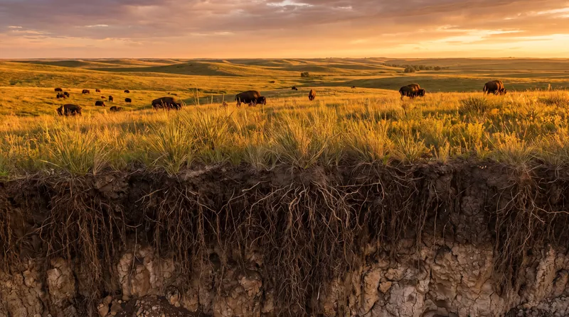 Grassland ecosystems are highly efficient at cycling nitrogen and building durable, mineral-associated carbon.