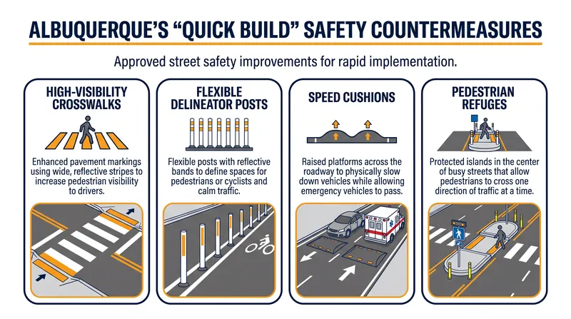 Quick-build interventions rely on durable, temporary materials that can be installed in a fraction of the time of a major capital project.