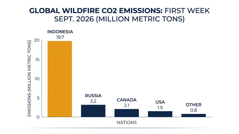 Indonesia's fire emissions surpassed Russia's in early September, accounting for over a third of the global total.