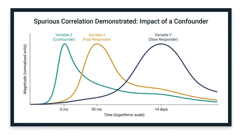Confounding variables can trick the test if they influence two variables at different speeds.