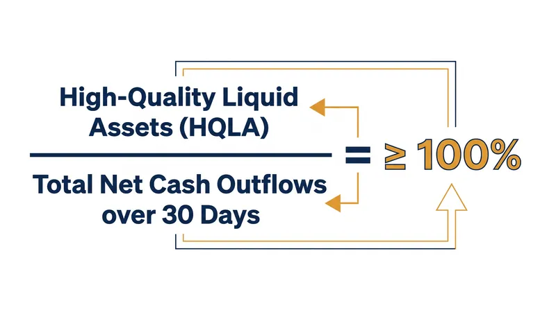 The Liquidity Coverage Ratio mandates that a bank's liquid assets must exceed its projected 30-day cash outflows.