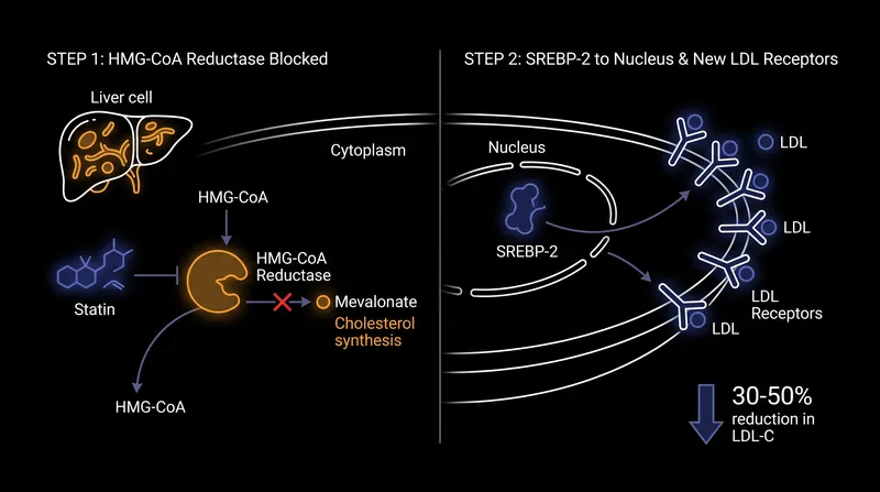 The biphasic mechanism of HMG-CoA reductase inhibitors.