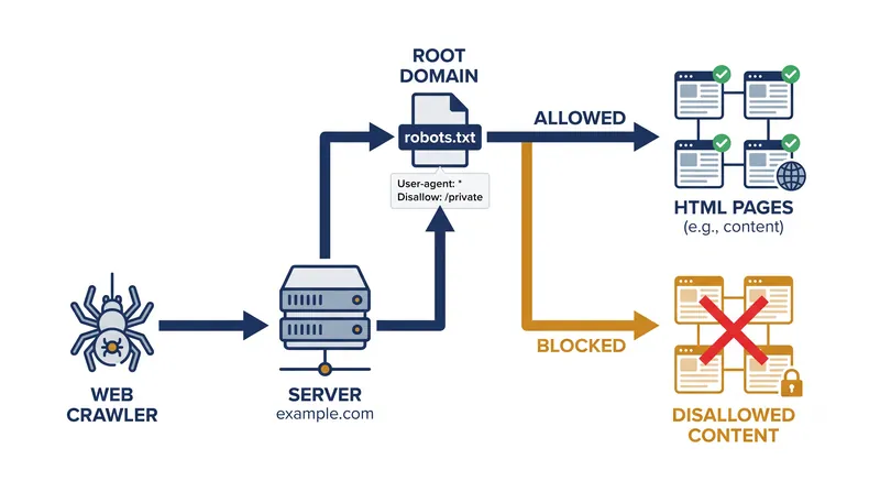 Compliant web crawlers check the root domain for a robots.txt file before accessing other pages.