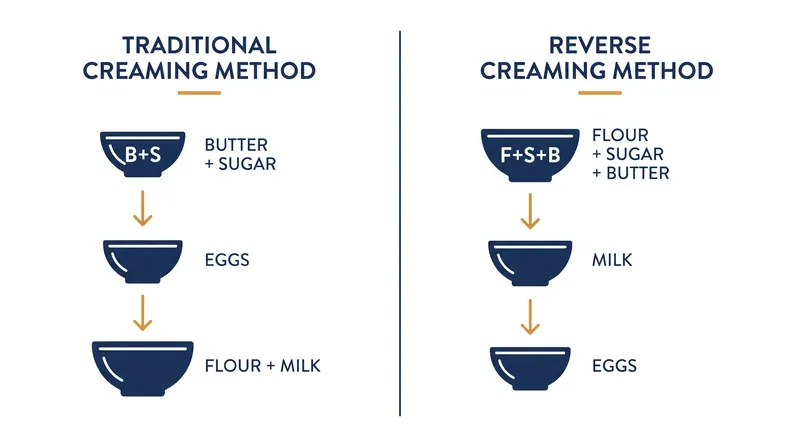 The sequence of ingredient addition dictates when gluten begins to form in the batter.