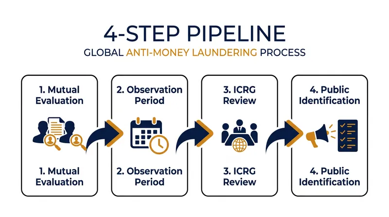 The International Co-operation Review Group (ICRG) pipeline determines whether a jurisdiction is placed under increased monitoring.