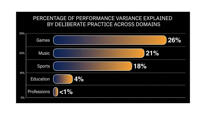 The predictive power of deliberate practice collapses in unstructured professional environments.