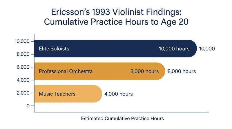 In highly structured domains like classical music, accumulated deliberate practice hours correlate strongly with final expertise levels.