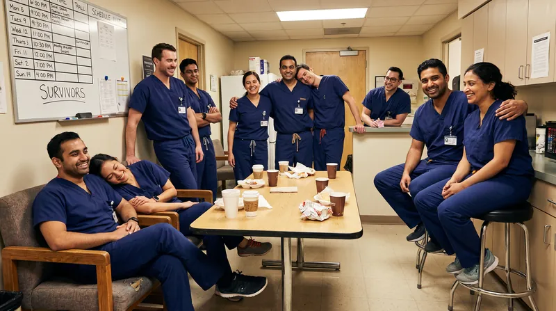Medical residency functions as a prolonged liminal phase, stripping away previous status to forge a bonded professional identity.