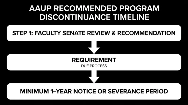 Standard due process requirements for eliminating an academic program.