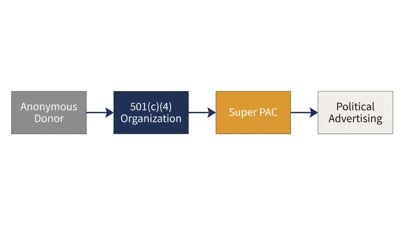 The two-step transfer process allows Super PACs to comply with FEC disclosure rules by listing a 501(c)(4) as their donor, keeping the original source of the funds hidden.