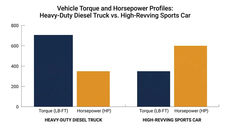 Different vehicle classes prioritize torque or horsepower depending on their intended use.