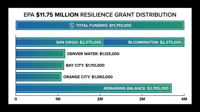 The EPA distributed $11.75 million across ten municipal water systems to fund resilience upgrades.