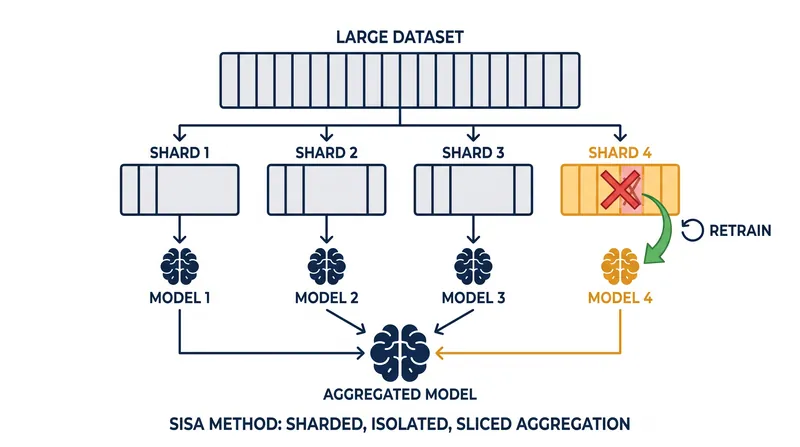 The SISA framework reduces retraining costs by dividing the dataset into isolated shards.