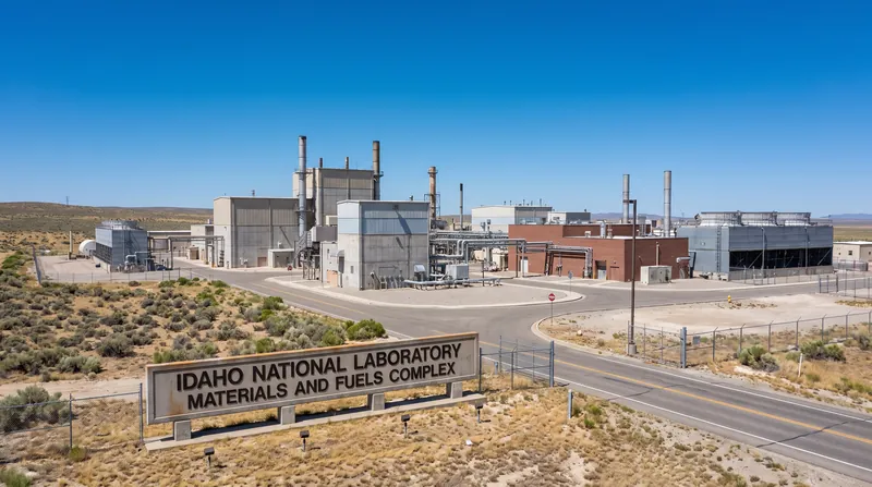 Industrial buildings and research facilities at the Idaho National Laboratory set against a clear sky.