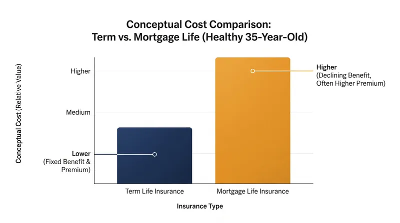 Healthy borrowers typically pay significantly higher premiums for mortgage life insurance due to the lack of medical underwriting.
