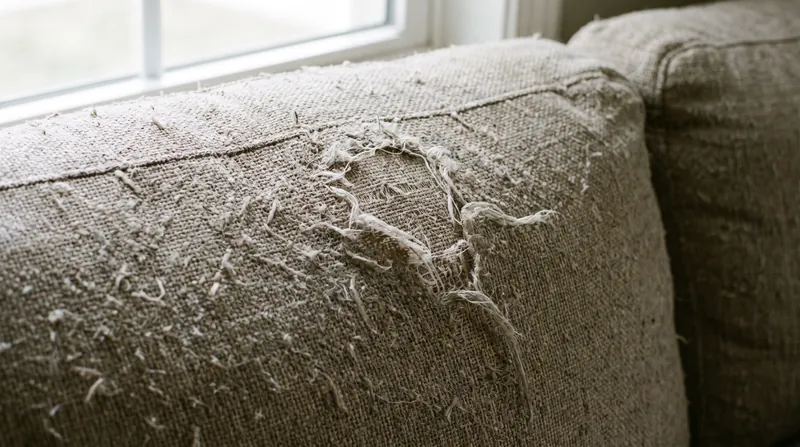 When a fabric's rub count is exceeded in the real world, the yarns begin to snap and pill.