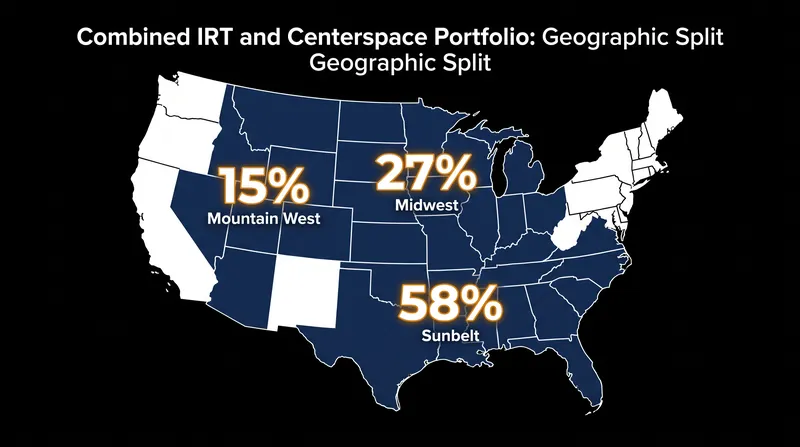 Following the merger, the combined REIT's net operating income will be heavily concentrated in the Sunbelt and Midwest.