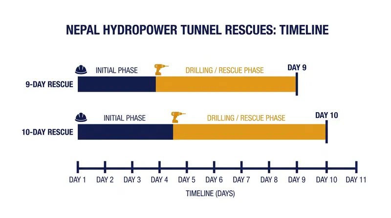 Rescue teams worked for over a week to clear 170 meters of debris and reach trapped workers.