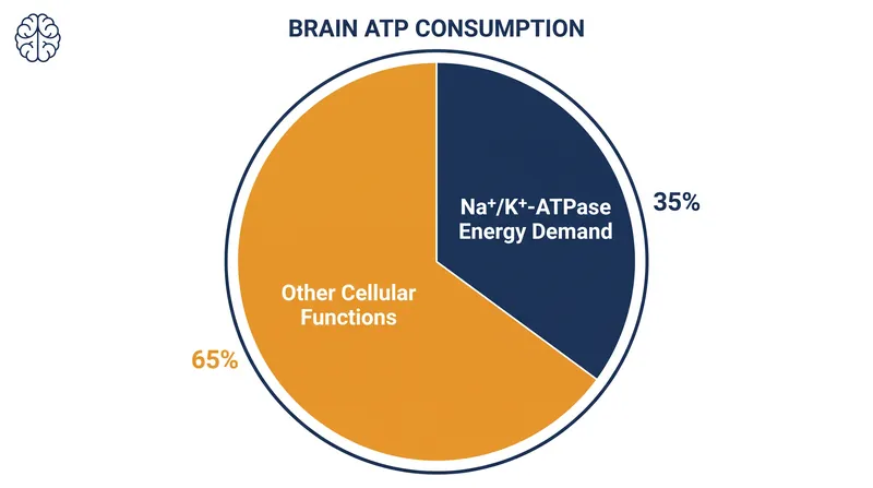The sodium-potassium pump accounts for a massive share of the brain's total energy budget.