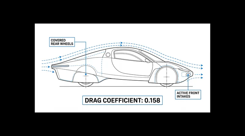 The teardrop roofline prevents the low-pressure wake that typically causes aerodynamic drag at highway speeds.