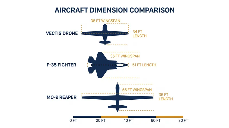 The Vectis drone matches the wingspan of an F-35 and the length of an MQ-9 Reaper.