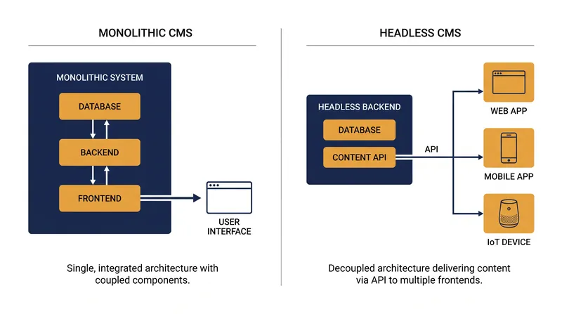 Headless architectures separate the content repository from the presentation layer.
